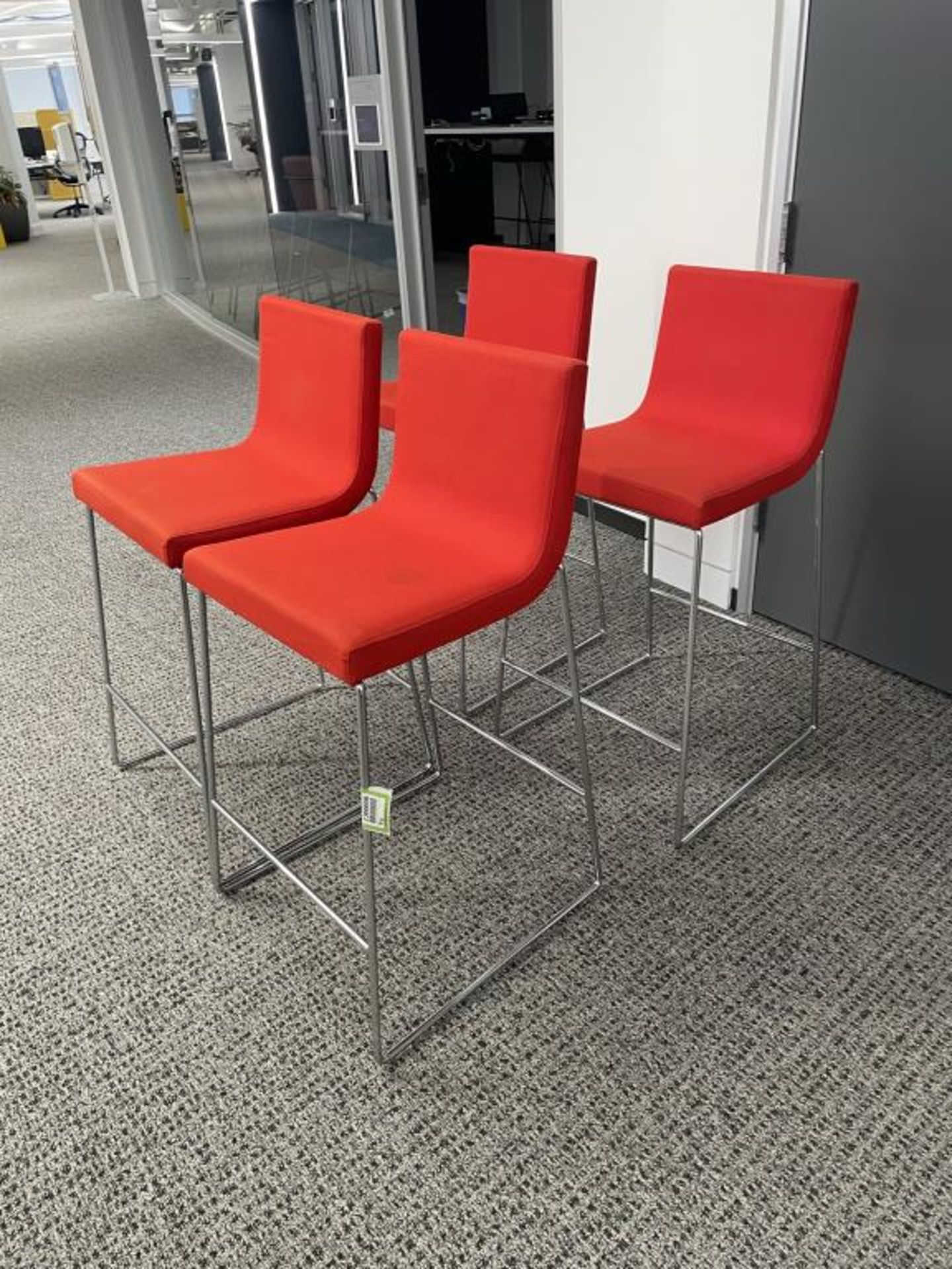 (4qty) Andreu World Lineal Comfort Stools, Red - Image 2 of 7