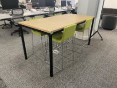 (2qty) OHIO High Top Table & (9qty) Andreu Stools, Lime Green