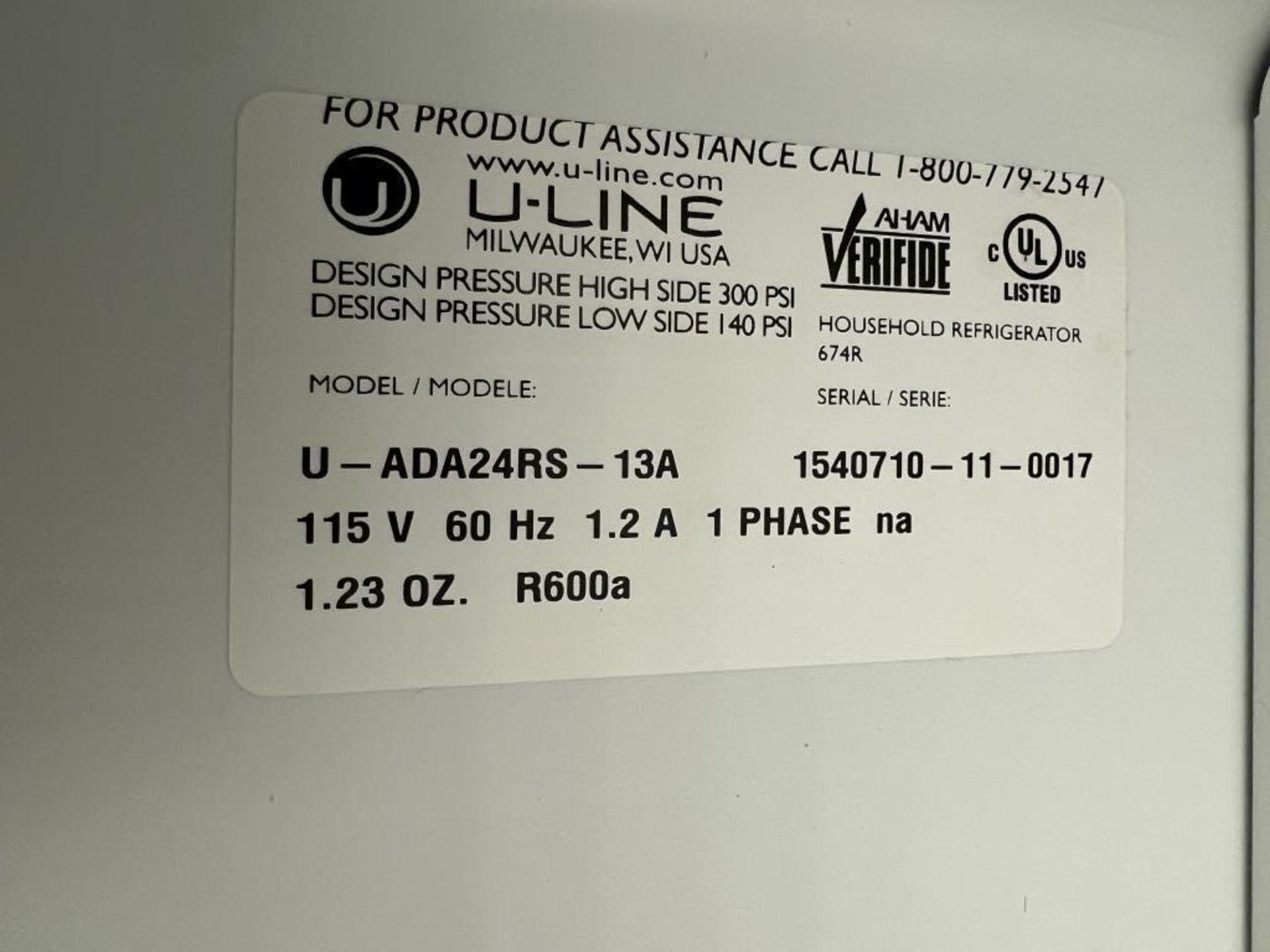 Uline Undercounted Refrigerator - Image 3 of 3