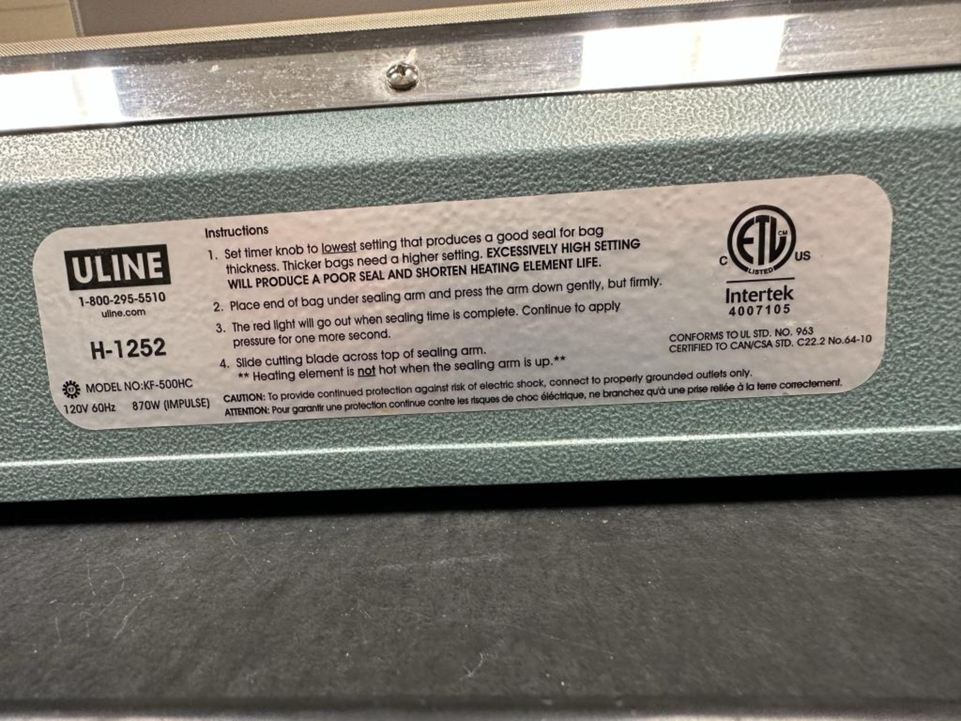 Uline H-1252 Impulse Sealer - Image 4 of 4