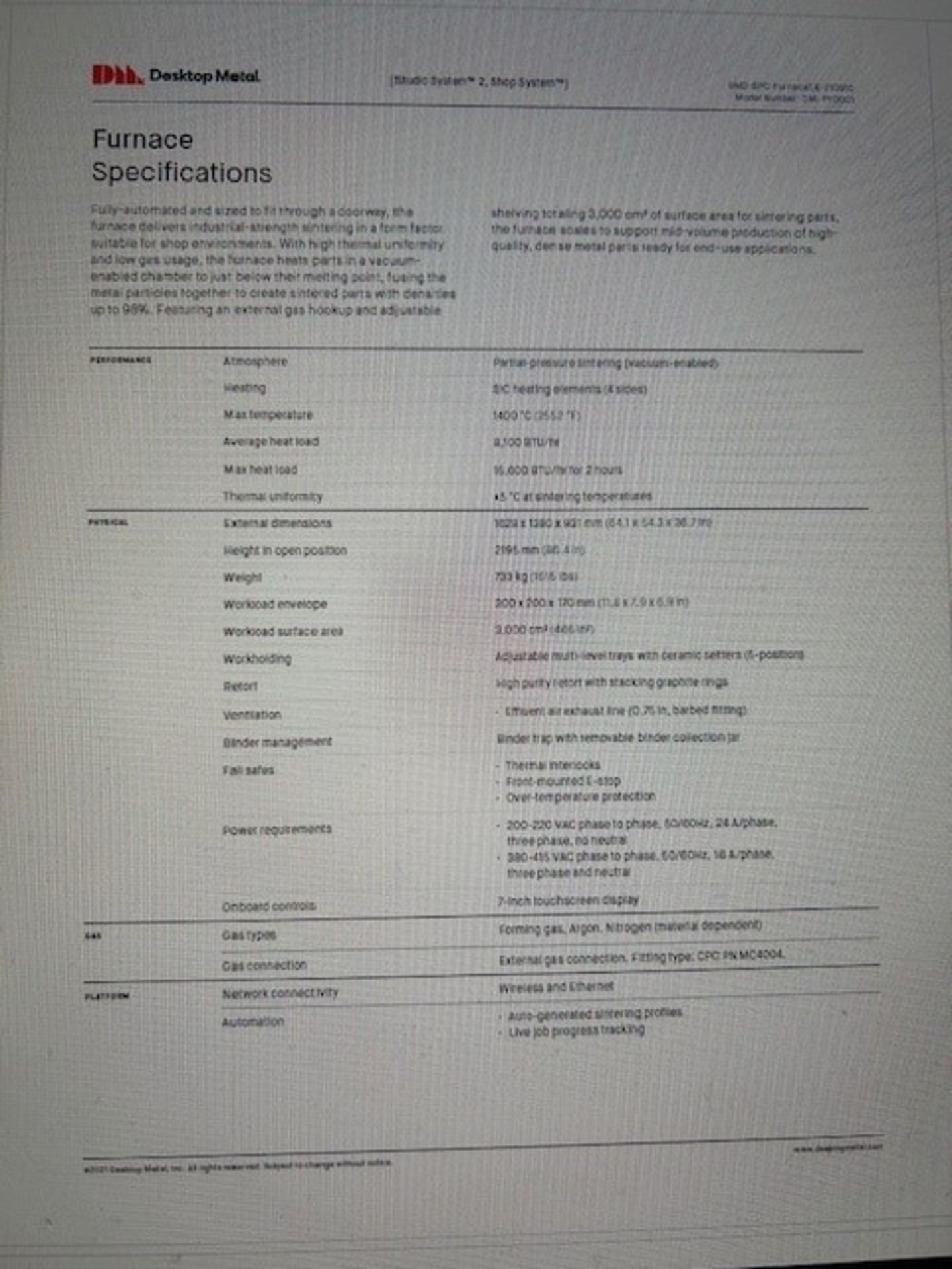 Desktop Metal Shop System Sintering Furnace (New) - Image 5 of 6