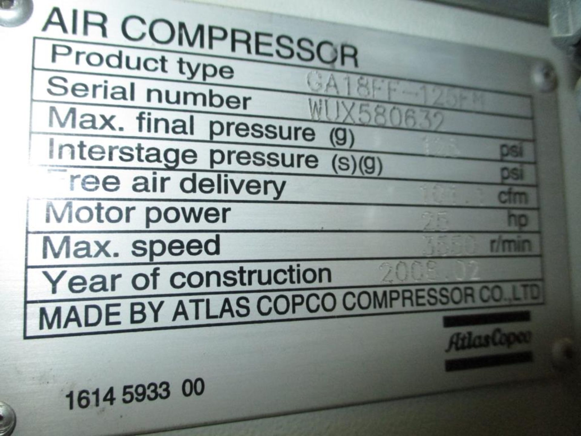 Atlas Copco Air Compressor - Image 3 of 6