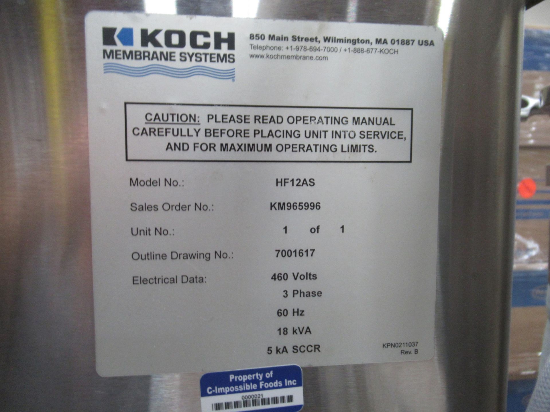 Koch Membrane Type High Capacity Filtration System - Image 3 of 12