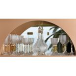 YOCASTA FARERI Set of 18 Crystal and 24 k Gold plated Silver Glasses and Decanter, Limited Edition