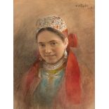 KLAVDI LEBEDEV (1852- 1916) Portrait of a girl, 1907