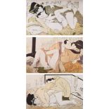 FRANZ SERAPH HANFSTAENGL (1804 - 1877), AFTER - Japanese Erotic Scenes, three lithographs