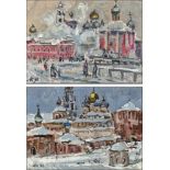 Aleksei KETOV? (B. 1923) Two Winter landscapes with church in Zagorsk