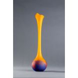 SCHNEIDER 'LE VERRE FRANÇAIS' TALL ORANGE AND BLUE CAMEO VASE, CIRCA 1930S