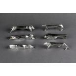 GALLIA' CHRISTOFLE ART DECO SET OF SIX SILVER-PLATED KNIFE RESTS France, Édouard-Marcel Sandoz, circ