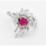 DIAMOND AND RED RUBY RING