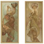 ALPHONSE MUCHA (1860-1939) Lot of two lithographs: series 'The Moon and the stars’ - L’Etoile Polair