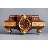 RED GRIOTTE MARBLE MANTEL CLOCK WITH ORMOLU ORNAMENTS Europe, second half of the 19th century, circa