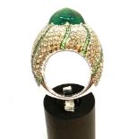 MORABITO COLOMBIAN EMERALD AND DIAMOND 18K GOLD RING