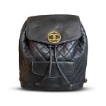 CHANEL VINTAGE LAMBSKIN DIAMOND-QUILTED BLACK BACKPACK CIRCA 1990S