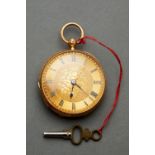 18K YELLOW GOLD AND ENAMEL POCKET WATCH, CIRCA 19TH CENTURY