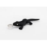 ONYX, DIAMOND AND 18K WHITE GOLD ‘LIZARD’ PENDANT