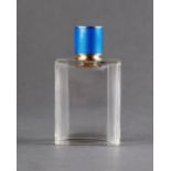PERFUME FLACON WITH BLUE AND WHITE ENAMEL ON SILVER WITH CARTIER LID, 1927