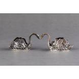 A PAIR OF VINTAGE SWAN SHAPED MENU HOLDERS