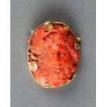 18k gold AND CORAL CAMEO BROOCH, 1830s