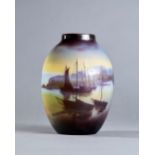 ART NOUVEAU CAMEO GLASS 'GALLÉ' VASE DECORATED WITH SAILING BOATS AND SEASCAPES, CIRCA 1910