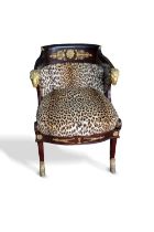 EMPIRE STYLE OFFICE ARMCHAIR WITH BELIER HEADS PARIS, CIRCA 1900
