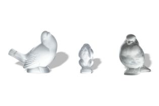 SET OF THREE CRYSTAL OBJECTS, LALIQUE