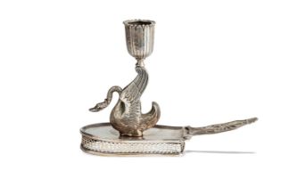 SWAN-SHAPED RUSSIAN SILVER CANDLE HOLDER Gotthard Ferdinand Stang, St. Petersburg, 19th Century