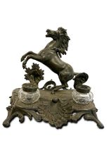 PRANCING HORSE INKWELL, EARLY 20TH CENTURY
