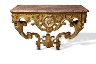 CARVED AND GILDED REGENCE STYLE WOODEN CONSOLE PARIS, 19TH CENTURY