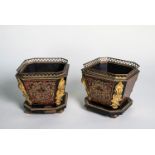 PAIR OF LOUIS XIV STYLE BOULLE MARQUETRY PLANTERS Paris, circa 1870