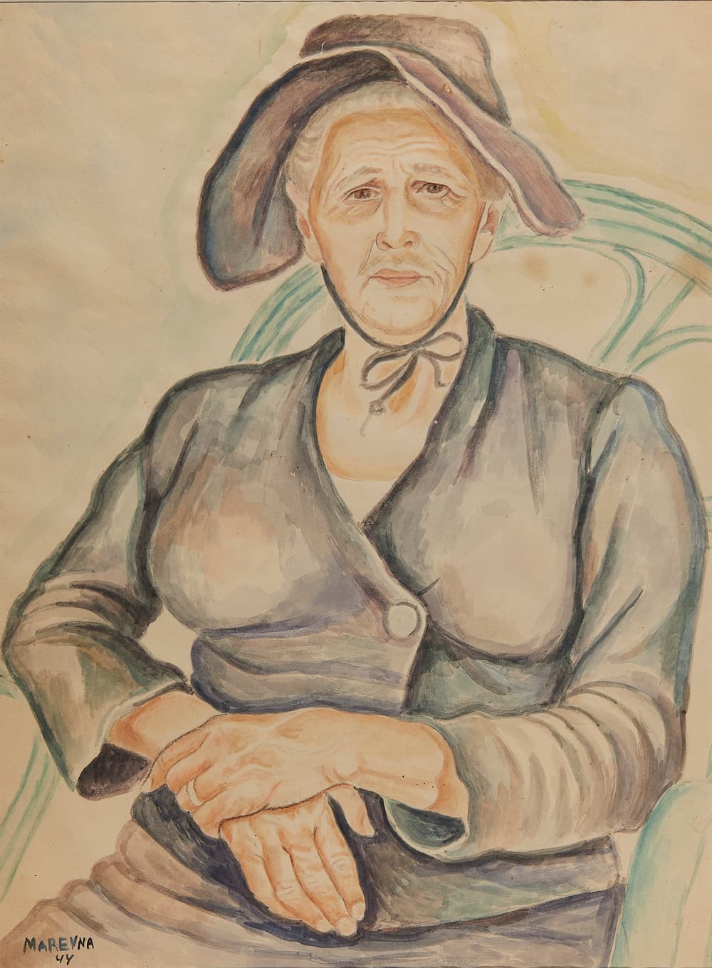 MARIE MAREVNA [MARIA VOROBIEVA-STEBELSKAYA] (1892-1984) Portrait of an old woman