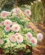 (+) ALEXANDER ALTMANN (1878-1932) Peonies in the garden