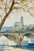 GEORGES LAPCHINE (1885-1950) Pêcheurs … la ligne sur les bords de Seine