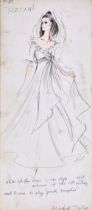 KARL LAGERFELD (1933-2019) The original costume sketch for Elisabeth Taylor