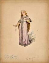 ALPHONSE MUCHA (1860-1939) Costume design of Catherine Ginori for "Lorenzaccio" by Alfred de Musset