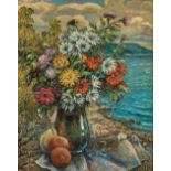 DAVID BURLIUK (1884-1956) Flowers and fruits on the beach