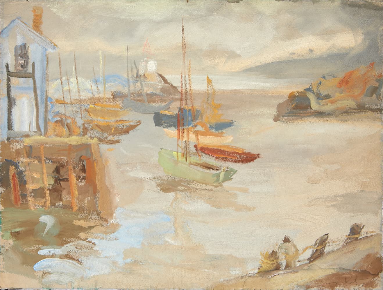 EMMANUEL MANE-KATZ (1894 - 1962) Boats in a harbor