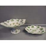 An Opaque Green & White Fruit Stand & Dish