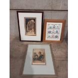 An Oil On Canvas, Needlework Picture & 2 Others