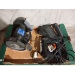 A Bench Grinder, Black & Decker Sander & Saw