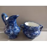 A Blue & White Jug & Plant Bowl