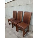 6 Oak & Leather Dining Chairs