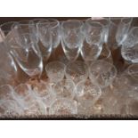 A Box Including Champagne Flutes, Wine Glasses, Sherry Glasses Etc