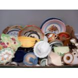 A Box Of Assorted Plates, Tankards Etc