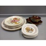 2 Gainsborough Plates & 2 Others, 2 Poole Plates, 5 Royal Worcester Dishes & 5 Carlton Ware Dishes