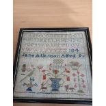 2 Small Samplers - Jane Atkinson 1842 Aged 9 & Mary Jane Hall