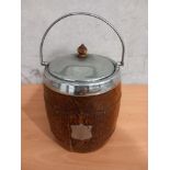 An Oak & Plated Biscuit Barrel