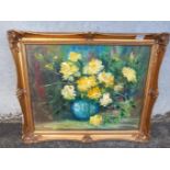 An Oil On Canvas - Still Life - Flowers Signed T Richards