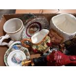 A Box Of China Including Pickwick - Mrs Bardell Toby Jug, Plates Etc