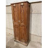 A Pine Double Golfing Lockers (Nos 11 & 12) H177cm x W73cm x D36cm